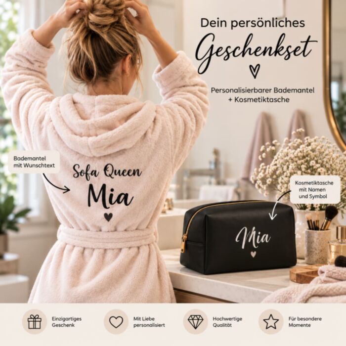 Geschenkset Bademantel und Kosmetiktasche