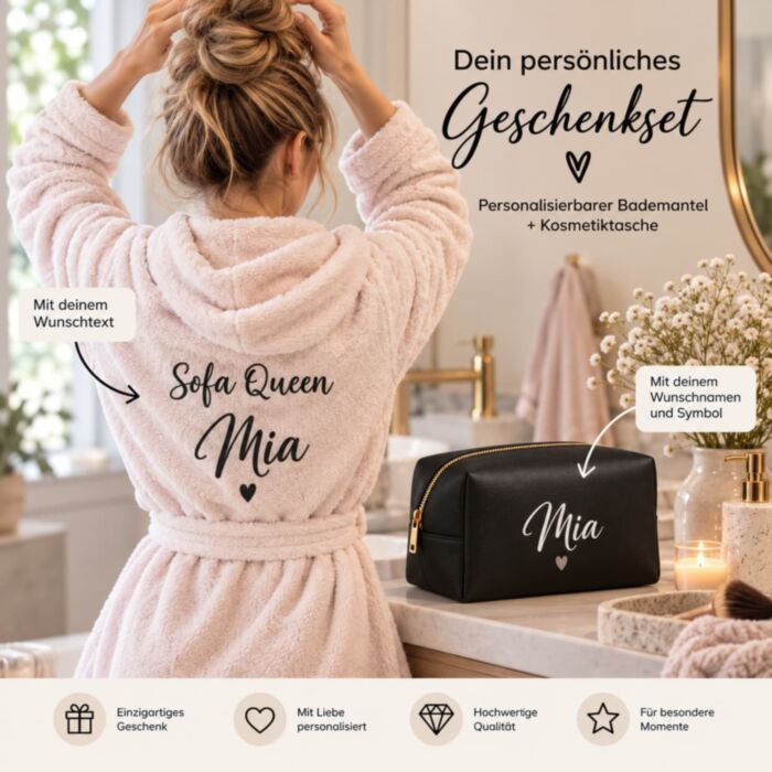 Geschenkset Bademantel und Kosmetiktasche