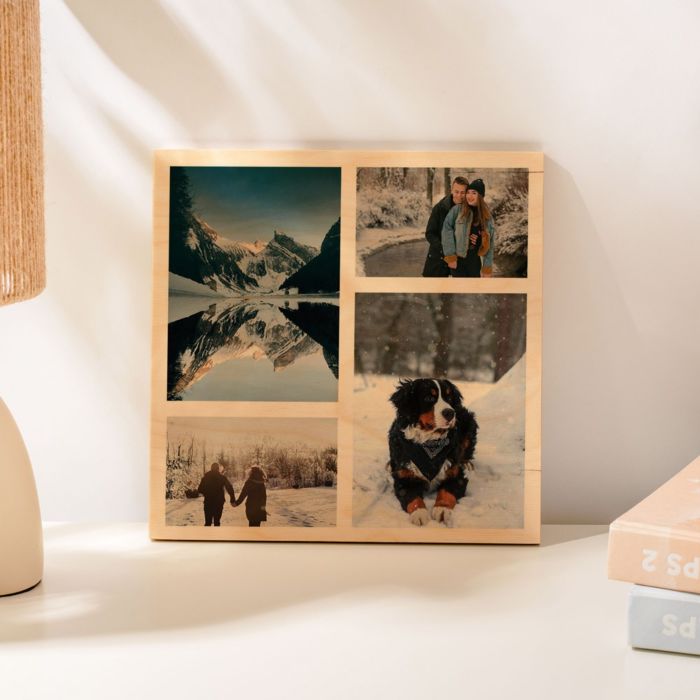 Personalisierbares Foto Holzbild mit 4 Fotos
