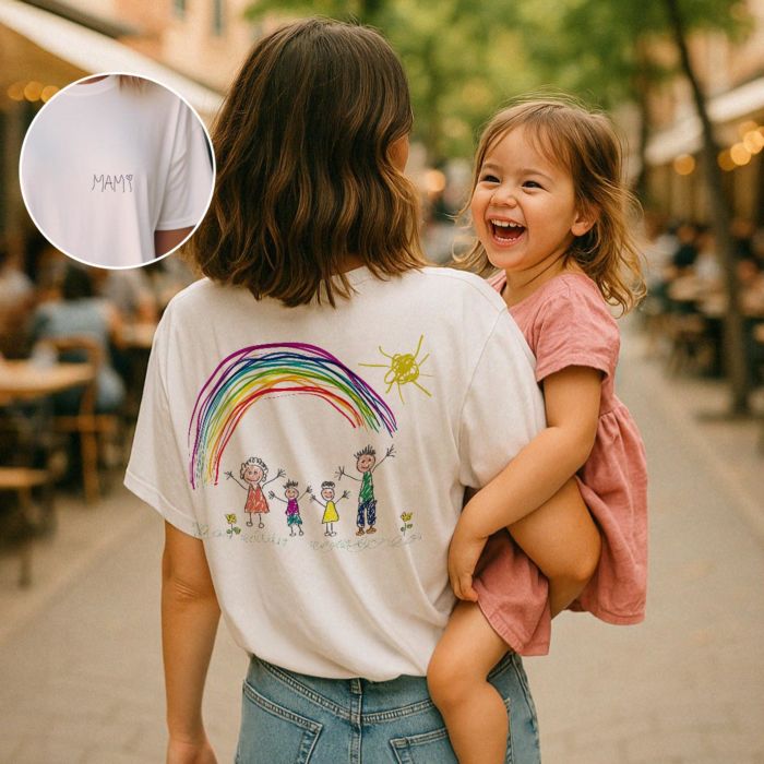 Personalisierbares T-Shirt mit deiner Zeichnung vorne und hinten
