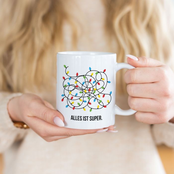 Personalisierbare Tasse Lichterkette mit Text