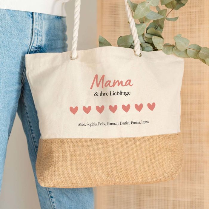 Personalisierbare Strandtasche mit Name und Familie