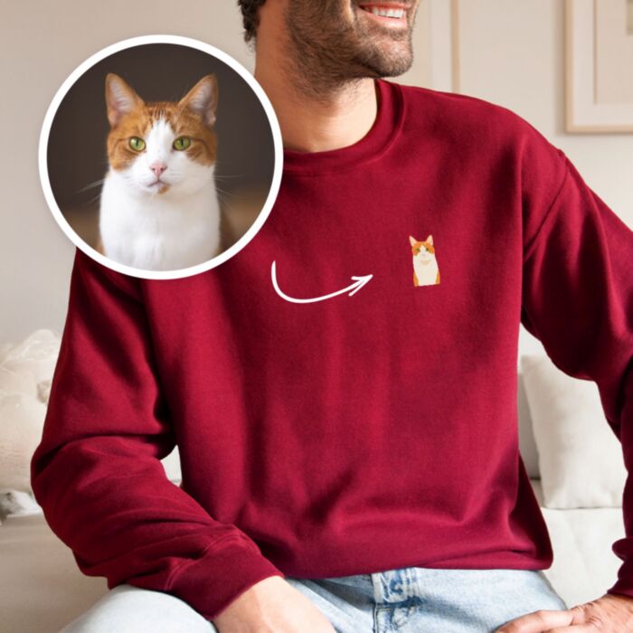 Personalisierbarer Pullover mit kleiner Haustier-Illustration