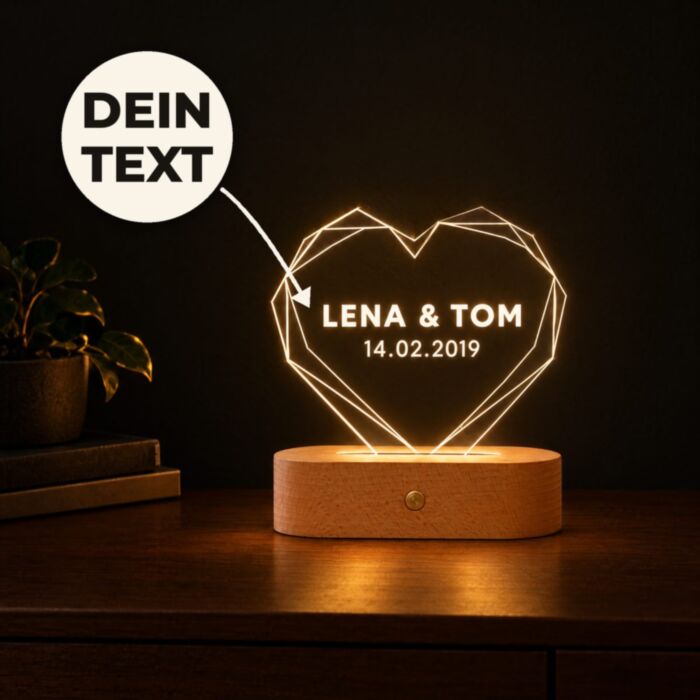 Personalisierbare Herz-Lampe mit Name