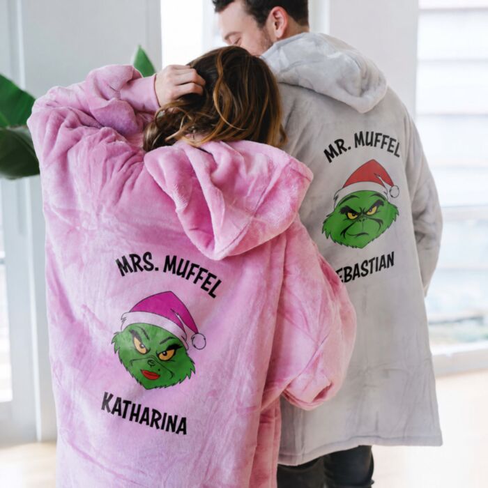 Personalisierbare Weihnachtsmuffel Hoodie Decke