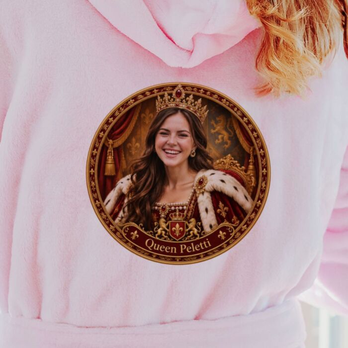 Personalisierbarer Bademantel mit Foto und Name – Royal-Porträt