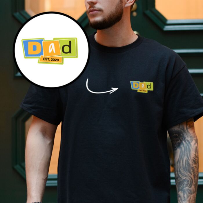 T-Shirt Papa Personalisiert mit Memphis-Design