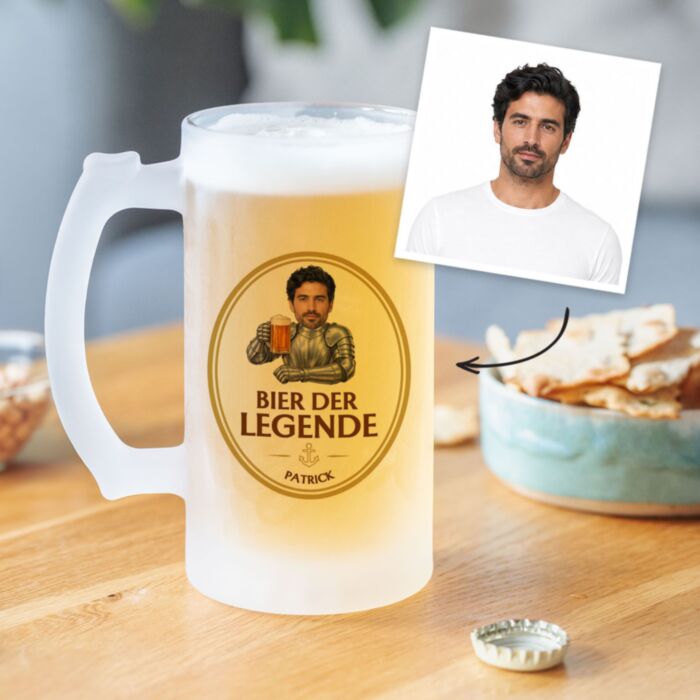Bierkrug mit Foto und Namen personalisierbar – du als Pop-Ikone