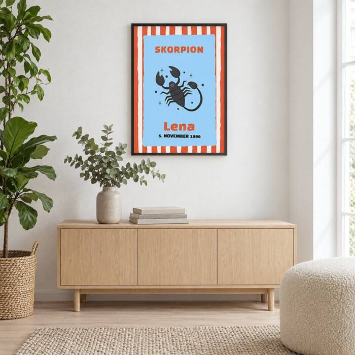 Sternzeichen Poster personalisiert mit Namen und Datum