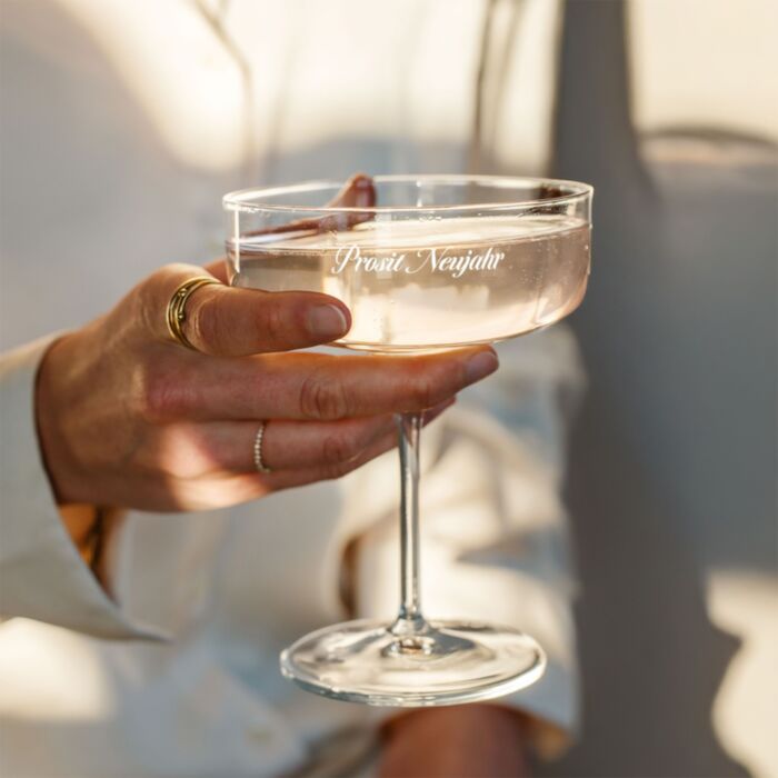Personalisierbare Champagnerschale für Silvester Prosit Neujahr
