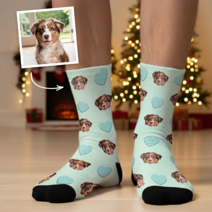 Personalisierbare Socken mit Gesicht im Comic-Style