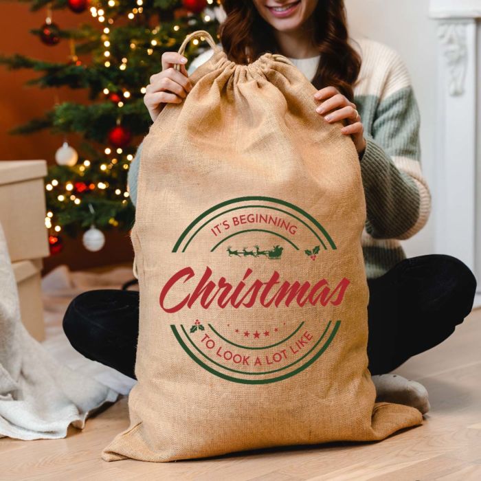 Personalisierbarer Weihnachtssack mit Text