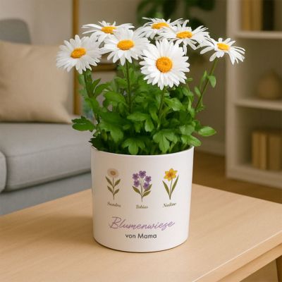 Personalisierbarer Blumentopf mit Geburtsblumen