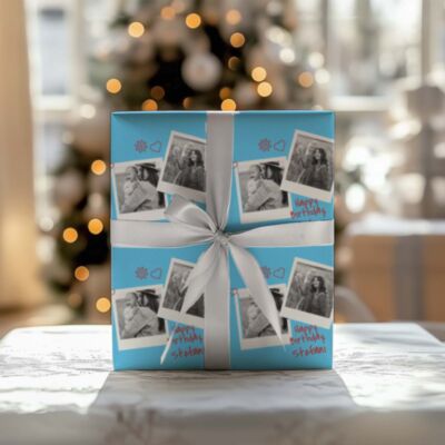 Geschenkpapier mit Fotos im Polaroid-Design personalisierbar