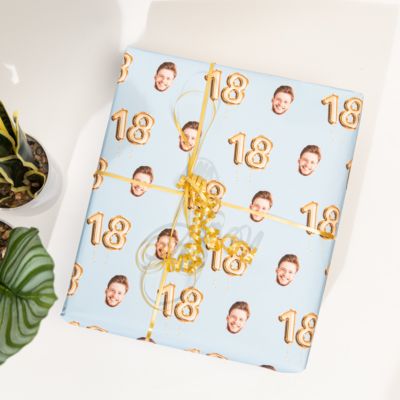 Personalisierbares Geschenkpapier mit Gesicht zum Geburtstag