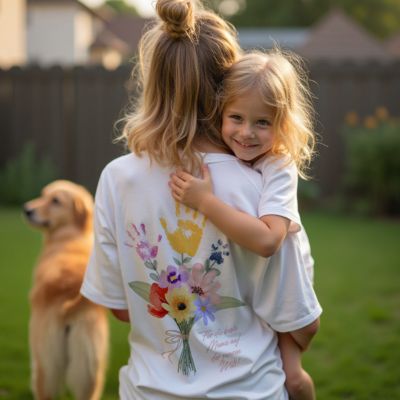 Personalisierbares T-Shirt Blumenstrauß mit Handabdruck