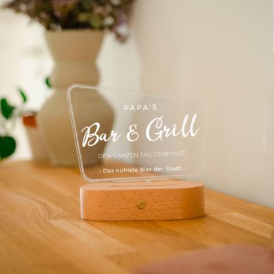 Personalisierbare LED-Lampe im Werbetafel-Design