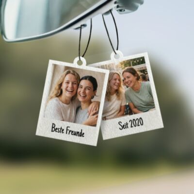 Personalisierbarer Polaroid-Duftbaum – Beste Freunde 2er Set