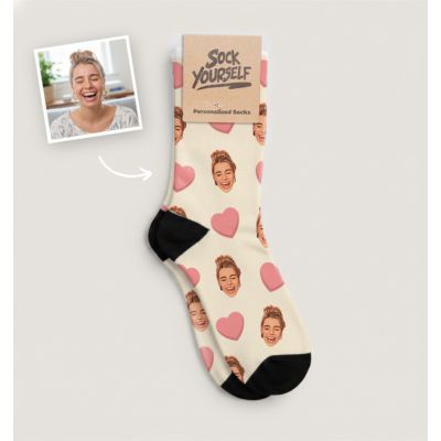 Personalisierbare Socken mit Gesicht im Comic-Style