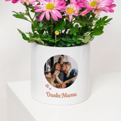 Personalisierbarer Blumentopf mit Foto und Text