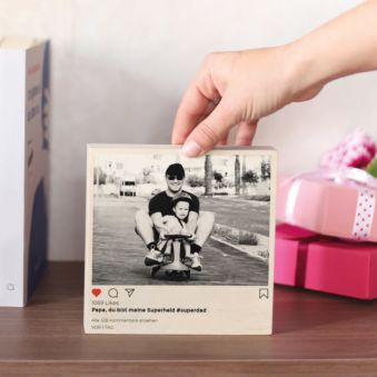 Personalisierbarer Holzblock im Instagram-Style