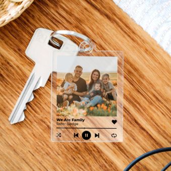 Personalisierbarer Acryl Schlüsselanhänger mit Foto und Song