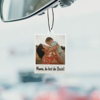 Personalisierbarer Duftbaum im Polaroid-Look