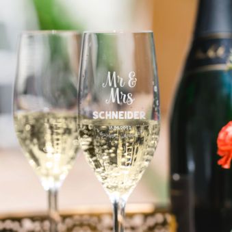 Personalisierbares Sektglas zur Hochzeit