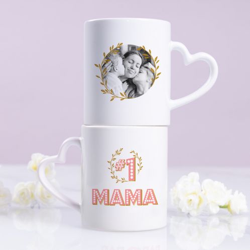 Herzhenkel-Tasse Nr. 1 Mama mit Bild