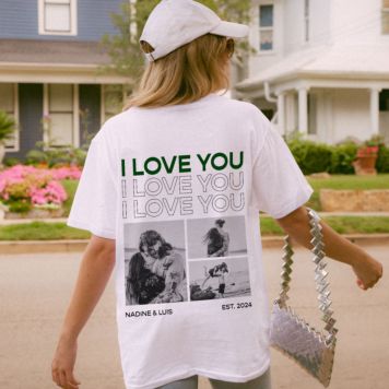 Personalisierbares T-Shirt mit Schwarz Weiß Fotos und Text