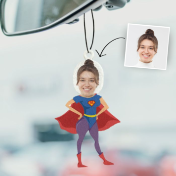 Personalisierbarer Superheldin Duftbaum mit Gesicht