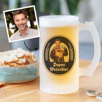 Personalisierbarer Bierkrug mit Gesicht und Name