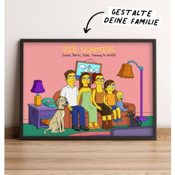 Personalisierbare Poster-Illustration Cartoon Familie