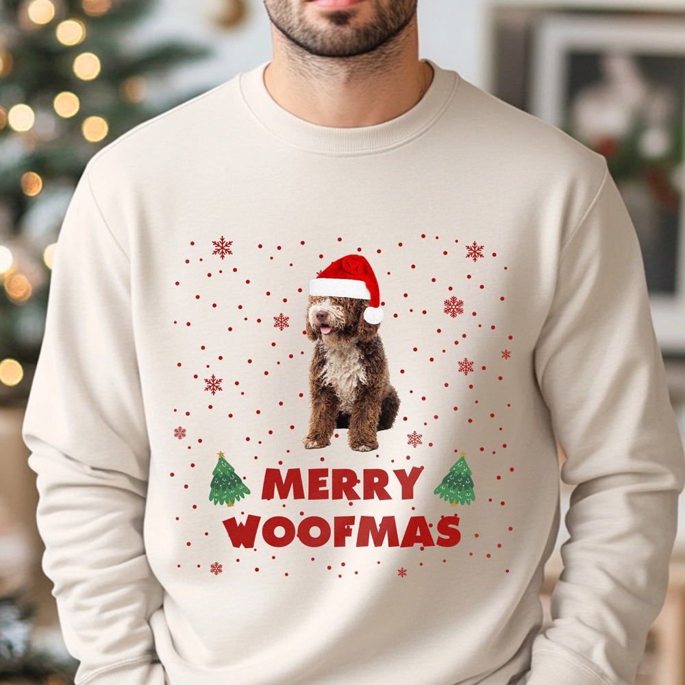 Personalisierbarer Weihnachtspullover mit Haustier und Text