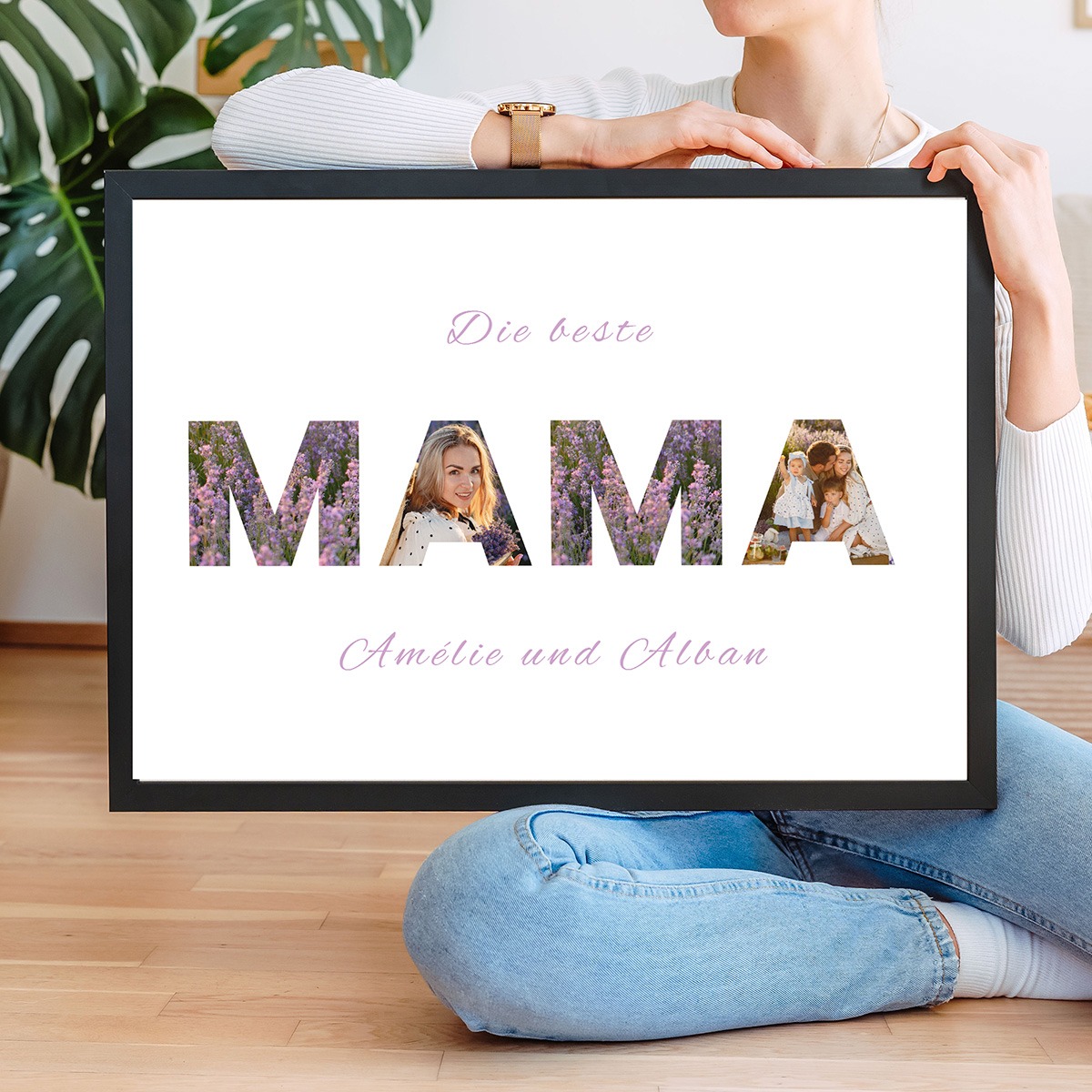Personalisiertes Mama Poster mit Buchstaben und Fotos, Muttertagsgeschenk, Vatertagsgeschenk, Fotogeschenk, Witzige Geschenke, Romantische Geschenke, 