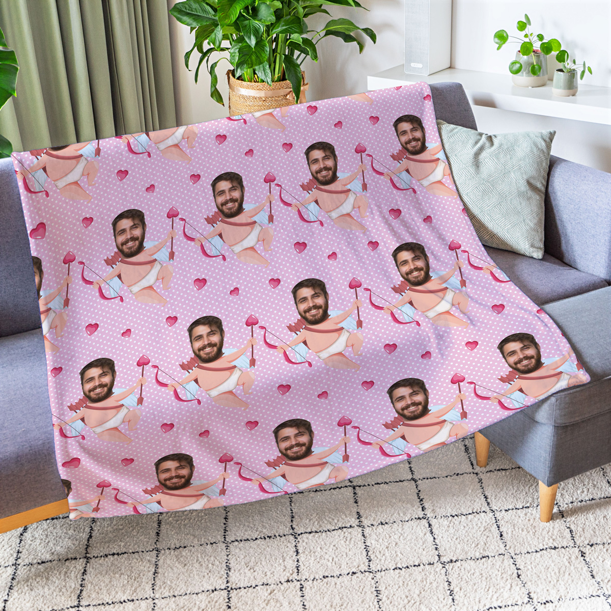 Kleine Fotodecke mit Gesicht und Hintergründen