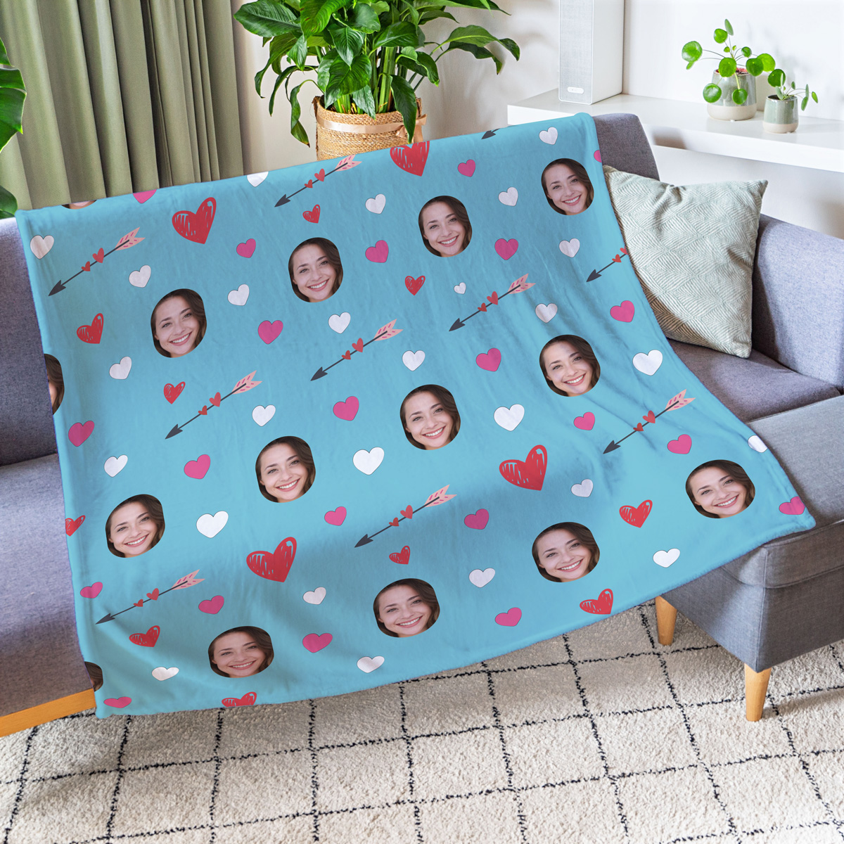 Fotodecke mit Gesicht und Hintergründen