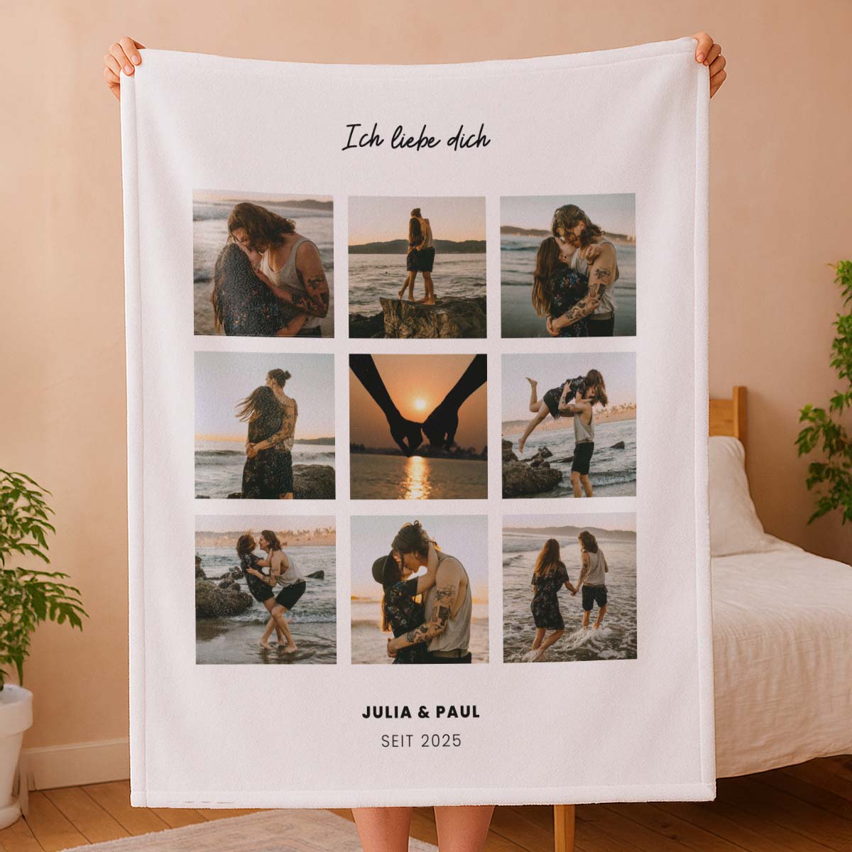 Personalisierbare Decke mit Foto und Text