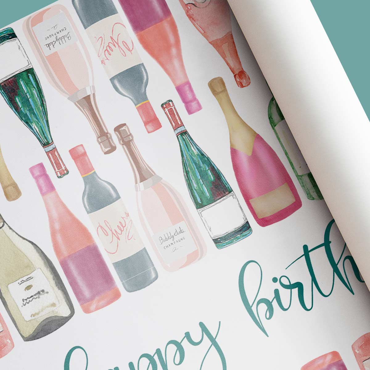 Personalisierbares Geschenkpapier mit Text und Illustration