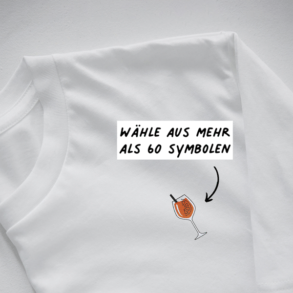 Besticktes T-Shirt Weiß mit Symbol