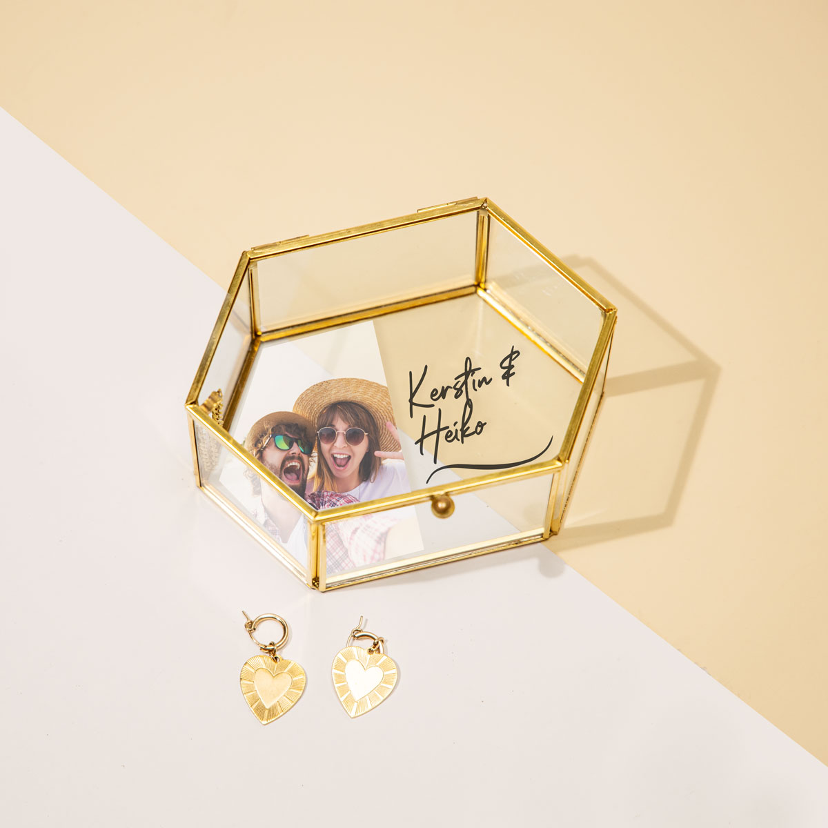 Personalisierbare Glasbox mit Foto und Namen