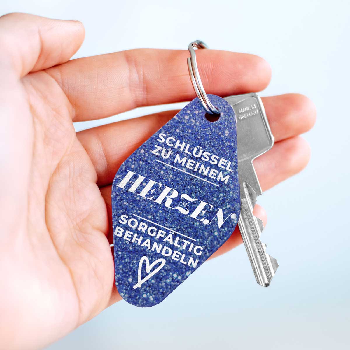Personalisierbarer Glitzer Schlüsselanhänger mit Text