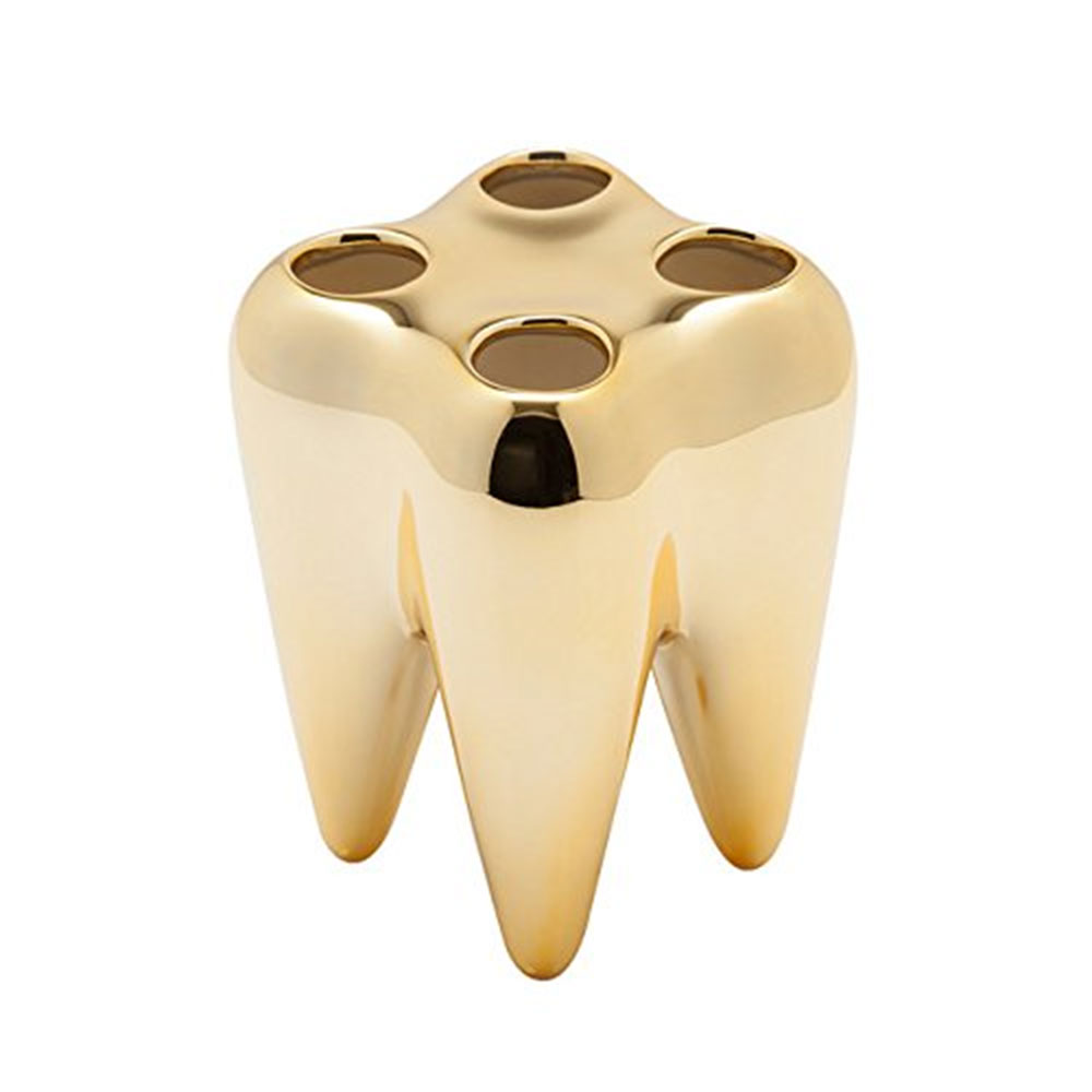Zahnbürstenhalter Zahn in Gold