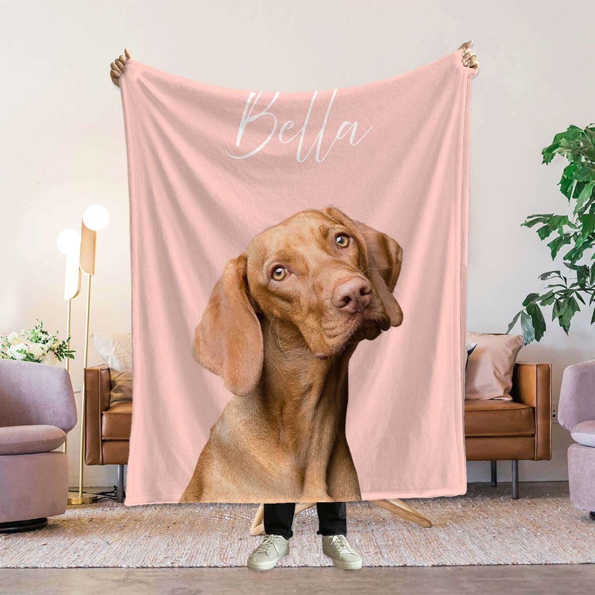 Personalisierbare Decke mit Haustier und Hintergrund