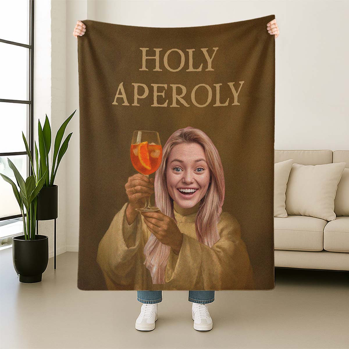 Personalisierbare Aperol Decke mit Gesicht