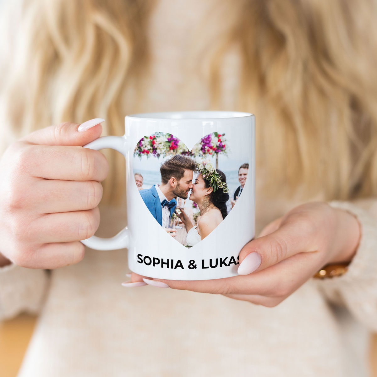Personalisierbare Tasse mit Foto und Datum