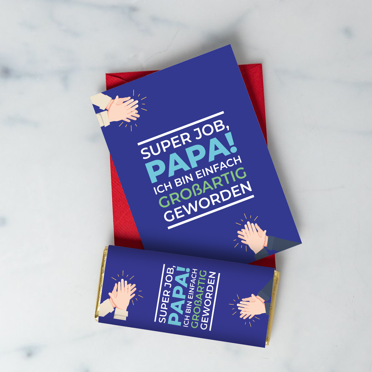 Super Job Karte und Schokolade für Papa