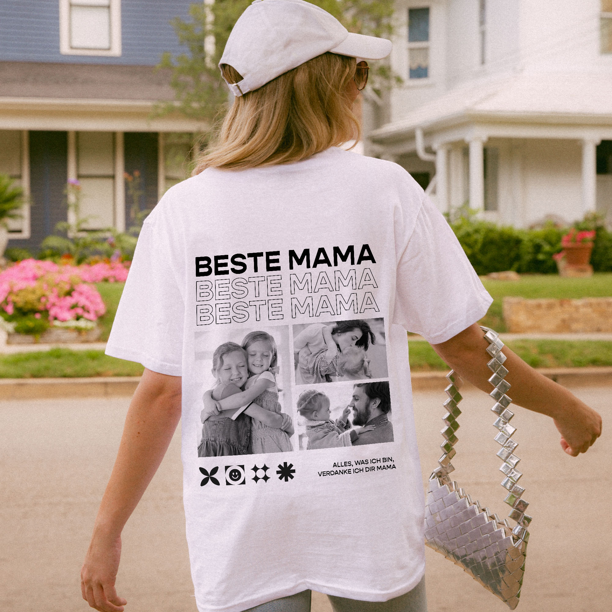 Personalisierbares Mama T-Shirt mit Schwarz Weiß Fotos und Text, Fotogeschenk, Witzige Geschenke, Romantische Geschenke, Hochzeitsgeschenk, Kleine 