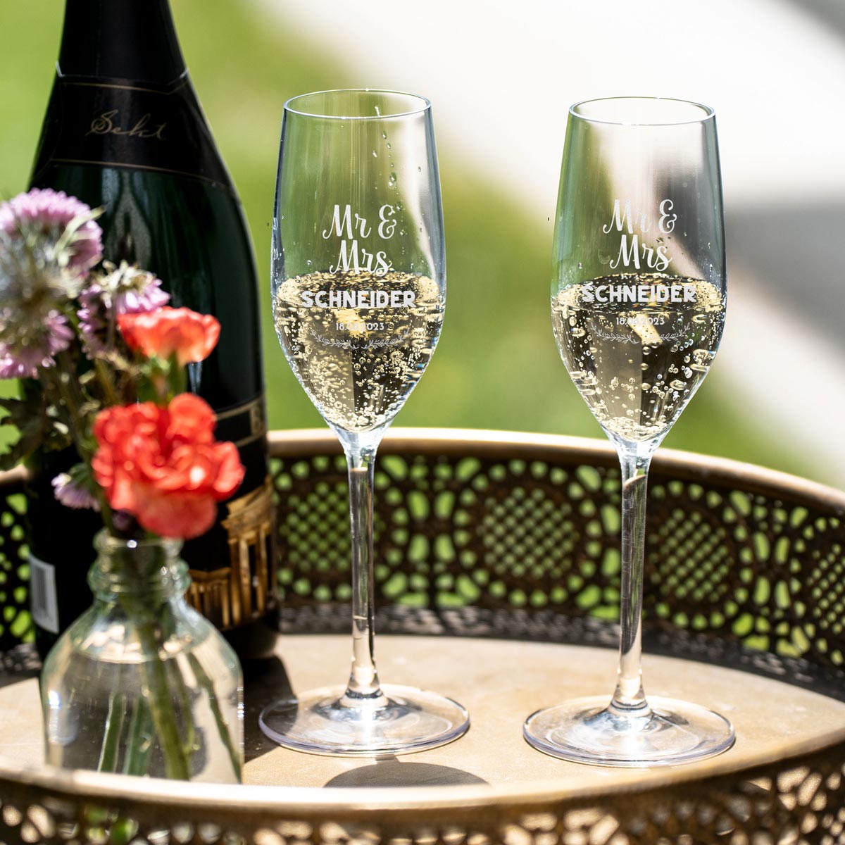 Personalisierbares Sektglas zur Hochzeit