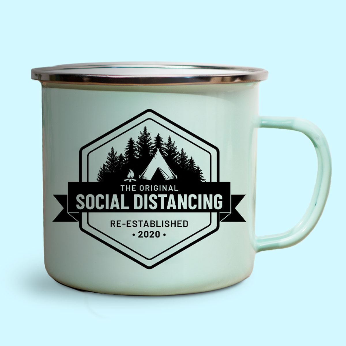 Metalltasse Social Distancing
